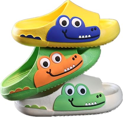 NW Kids Dinosaur Slide Sandals Non-Slip Soft Summer Beach Water Shoes Shower Pool Home Slippers for Boys Girls