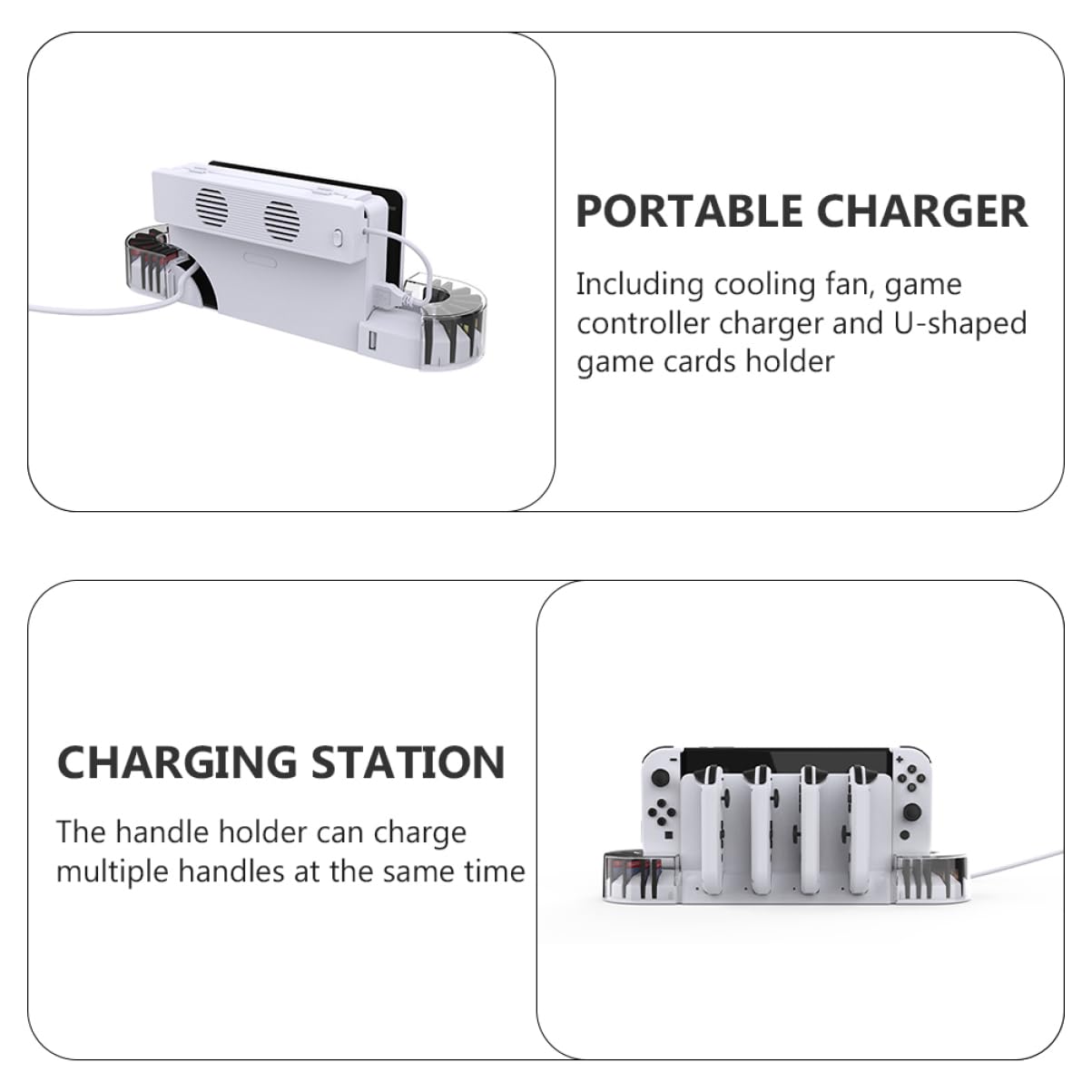 Hemobllo 1Set Base con Raffreddamento per Switch Oled Caricabatterie Controller per Schede Design Compatto e Funzionamento