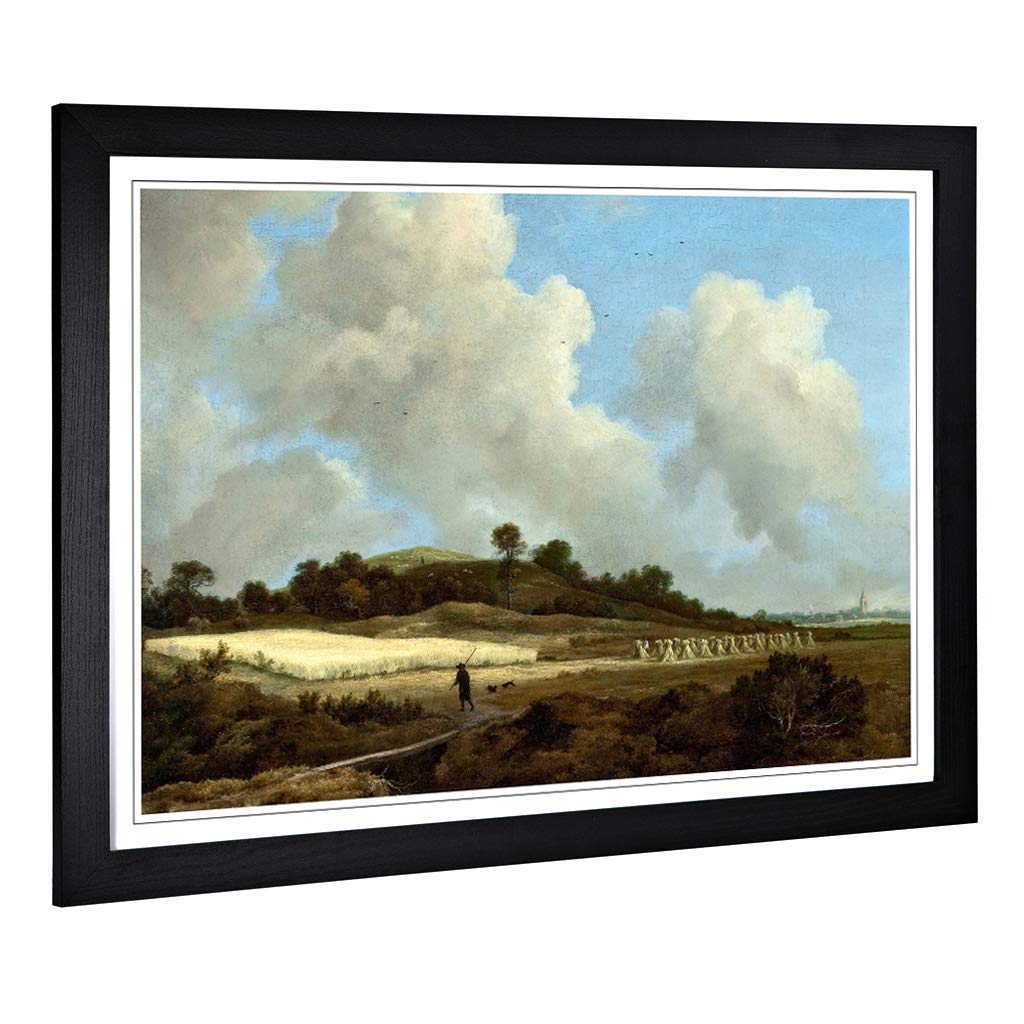 Big Box Art Framed Print of Jacob Ruisdael View of Grainfields Design | Wall Art Picture | Home Decor for Kitchen, Living Room, Bedroom, Hallway, Black, A2 / 24.5x18 Inch / 62x45cm
