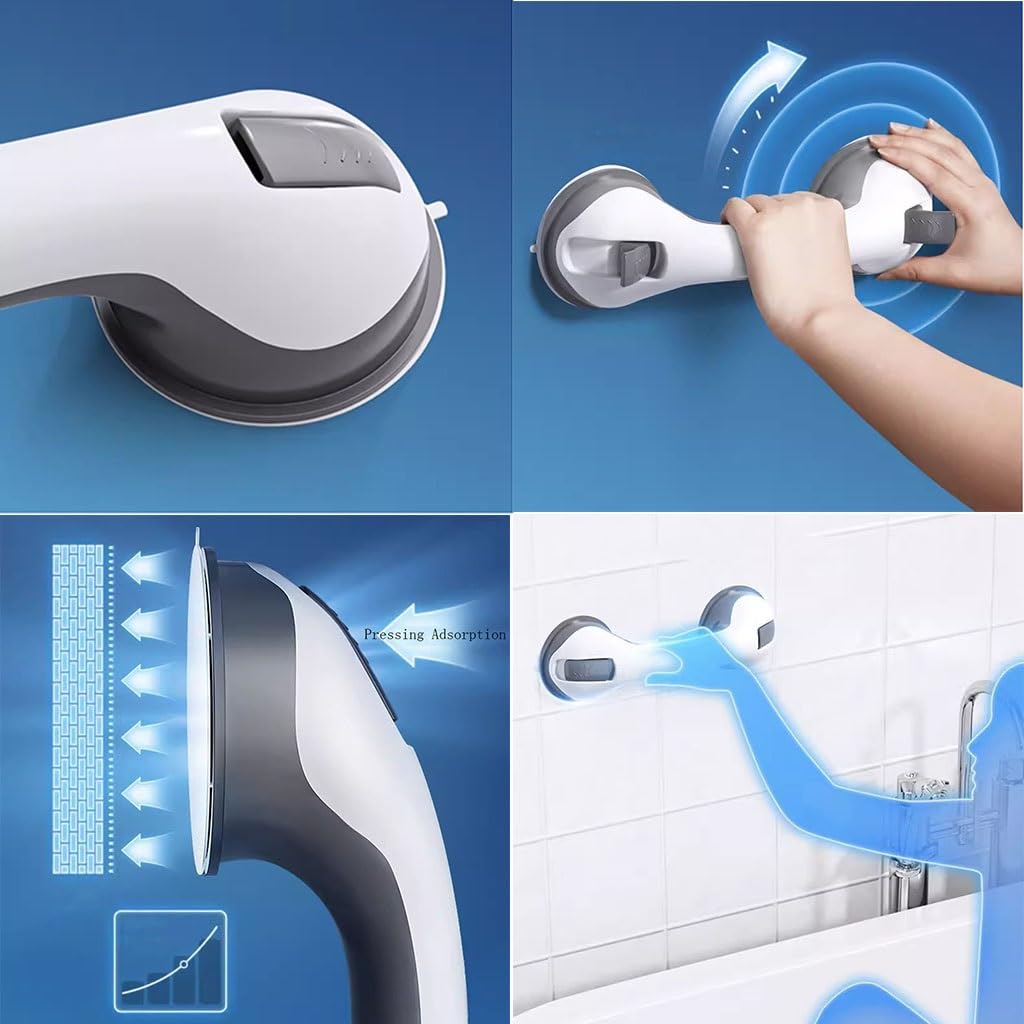 2 barras de agarre para ducha, con ventosa, pasamanos de seguridad para la prevención de lesiones, impermeable, extraíble, reutilizable, mango de bañera para personas mayores y ancianos