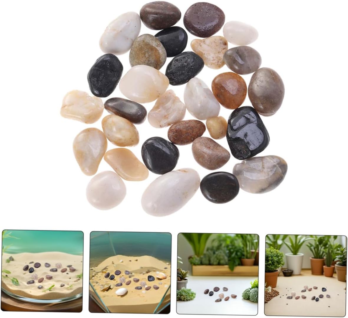 YARNOW Natural Polished Rainflower Pebbles and Small River Rocks 2-3cm, 1500g Aquarium Gravel Stones for Fish Tank Decoration, Turtle Habitat, and Garden Landscaping