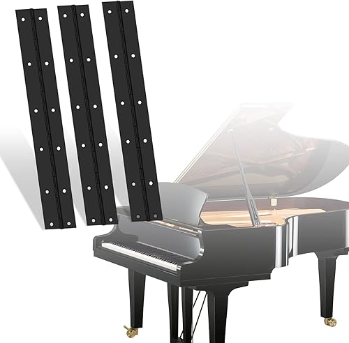 Miniatura 7 de 4 bisagras de piano negras, bisagras de puerta de acero inoxidable de 12 pulgadas con agujeros, bisagras continuas y de piano resistentes para