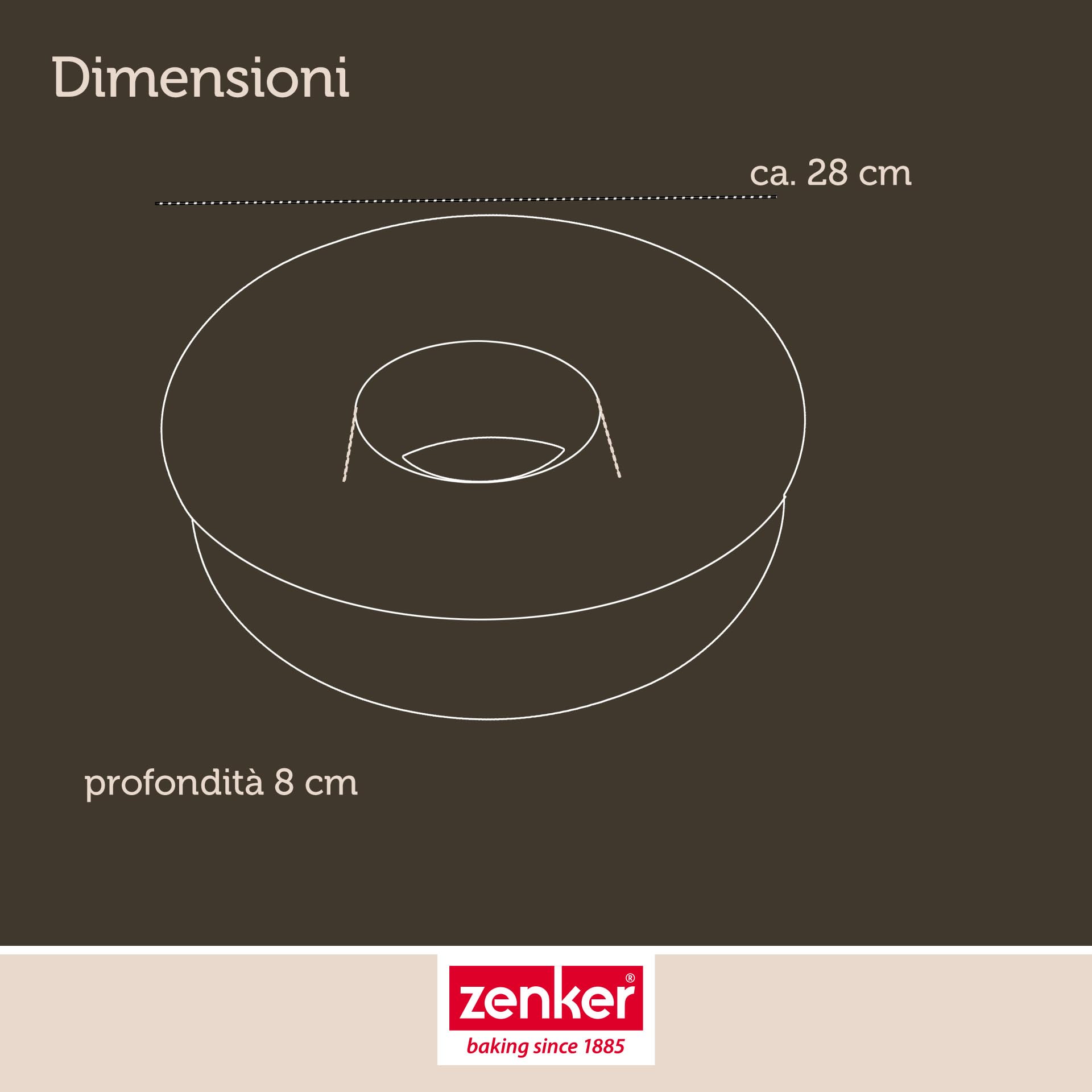 Zenker Stampo per Ciambella Liscia con Foro Centrale Ø28 x 7cm, in Acciaio Carbon Steel con rivestimento Antiaderente, per Casatiello, Tortano e dolci tradizionali Italiani