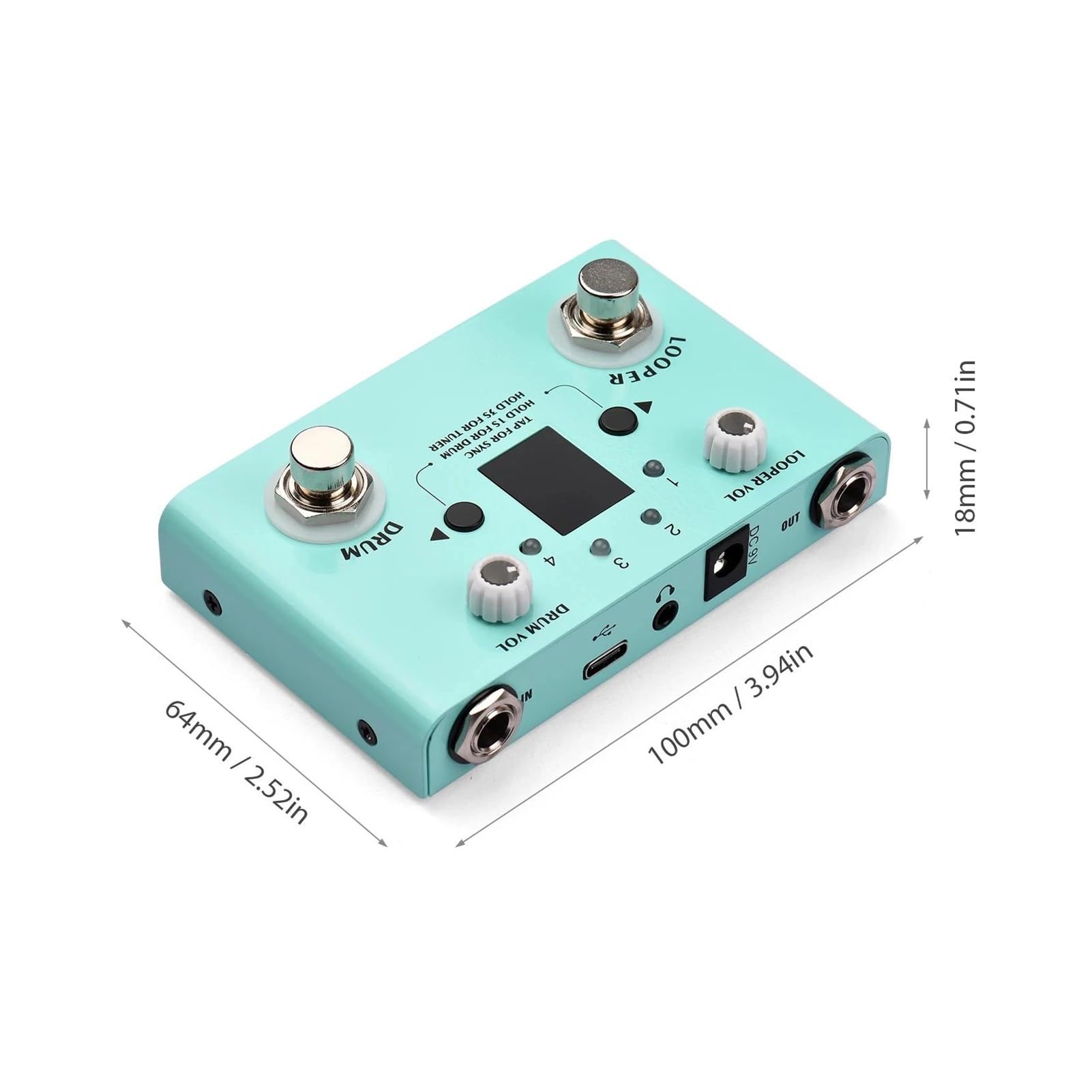 Drum Machine E Pedale Loop Integrati 30 Kit 11 Minuti Di Registrazione Effetti Per Chitarra(Blue)