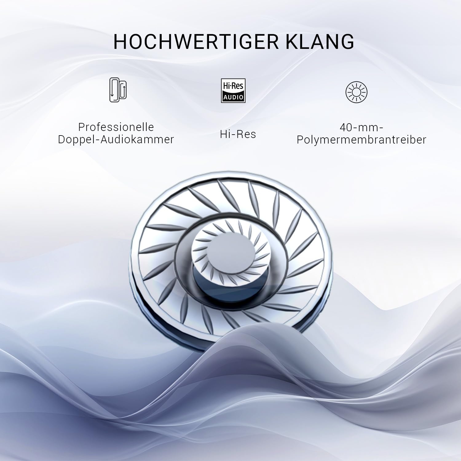 OneOdio A10 Bluetooth Kopfhörer Over Ear mit Hybrid Active Noise Cancelling [Bis zu 62 Std] Kabellos Kopfhörer im Hi-Res Audio, Tiefer Bass, Mikrofon für Reisen, Zuhause, Büro (Schwarz)