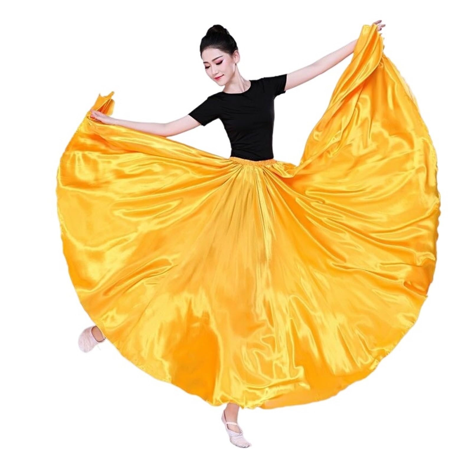 Falda larga para practicar danza, Falda larga de satén for mujer for baile swing, multicolor, en varios tamaños