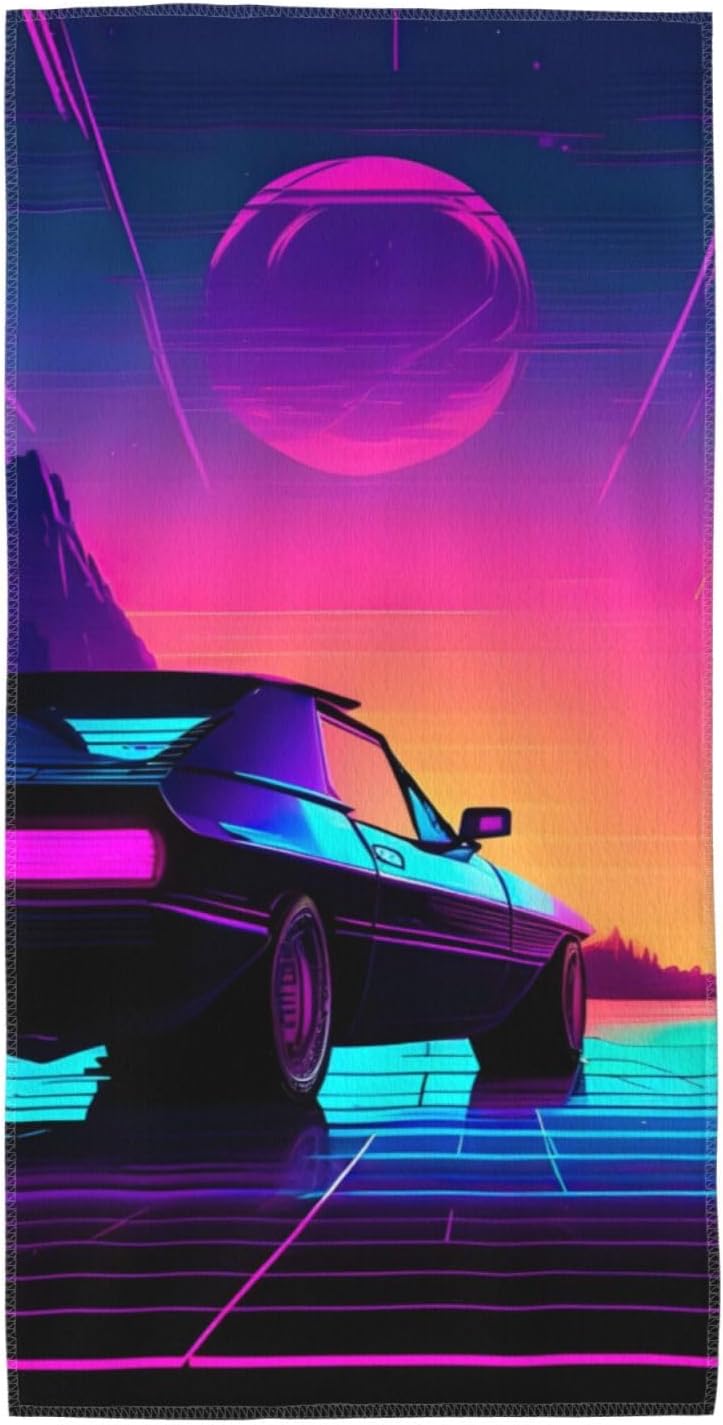 Retrowave Pictures Print Hand Towels for Kitchen, Decorative Bathroom Towels Decor Farmhouse Cute for Men Women Gifts