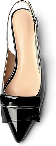 Miniatura 3 de Zamikoo Zapatos de tacón bajo de 1.4 pulgadas para mujer, tacón bajo con hebilla, lazo puntiagudo, zapatos de vestir de moda para fiestas, bodas