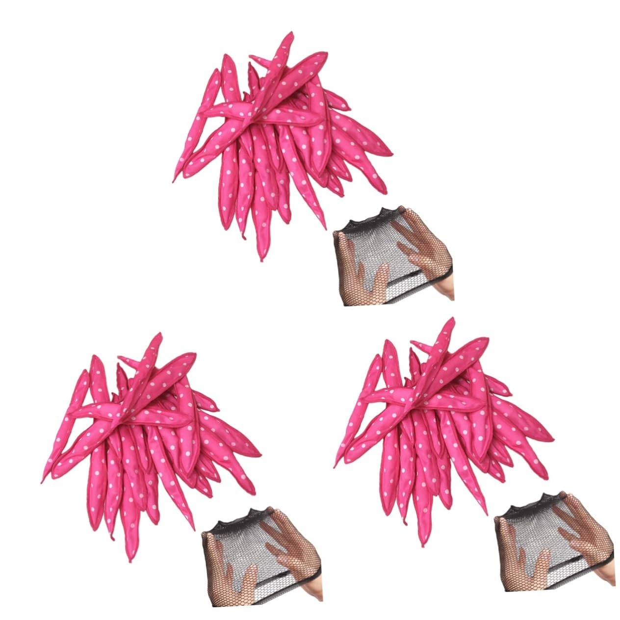 FRCOLOR 60pezzi Rullini Per Spugna Per Stile Ondulato Strumento Con Rete Per Per Donne e Ragazze Rosa