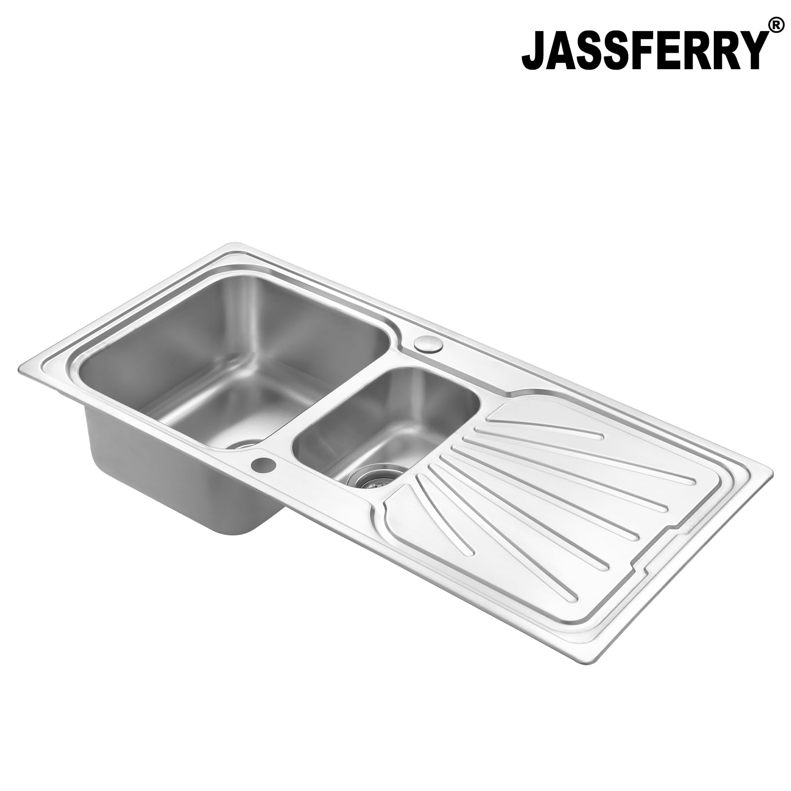 JASSFERRY Évier de cuisine Cuve 1,5 l, Acier Inoxydable, Égouttoir réversible, avec crépine