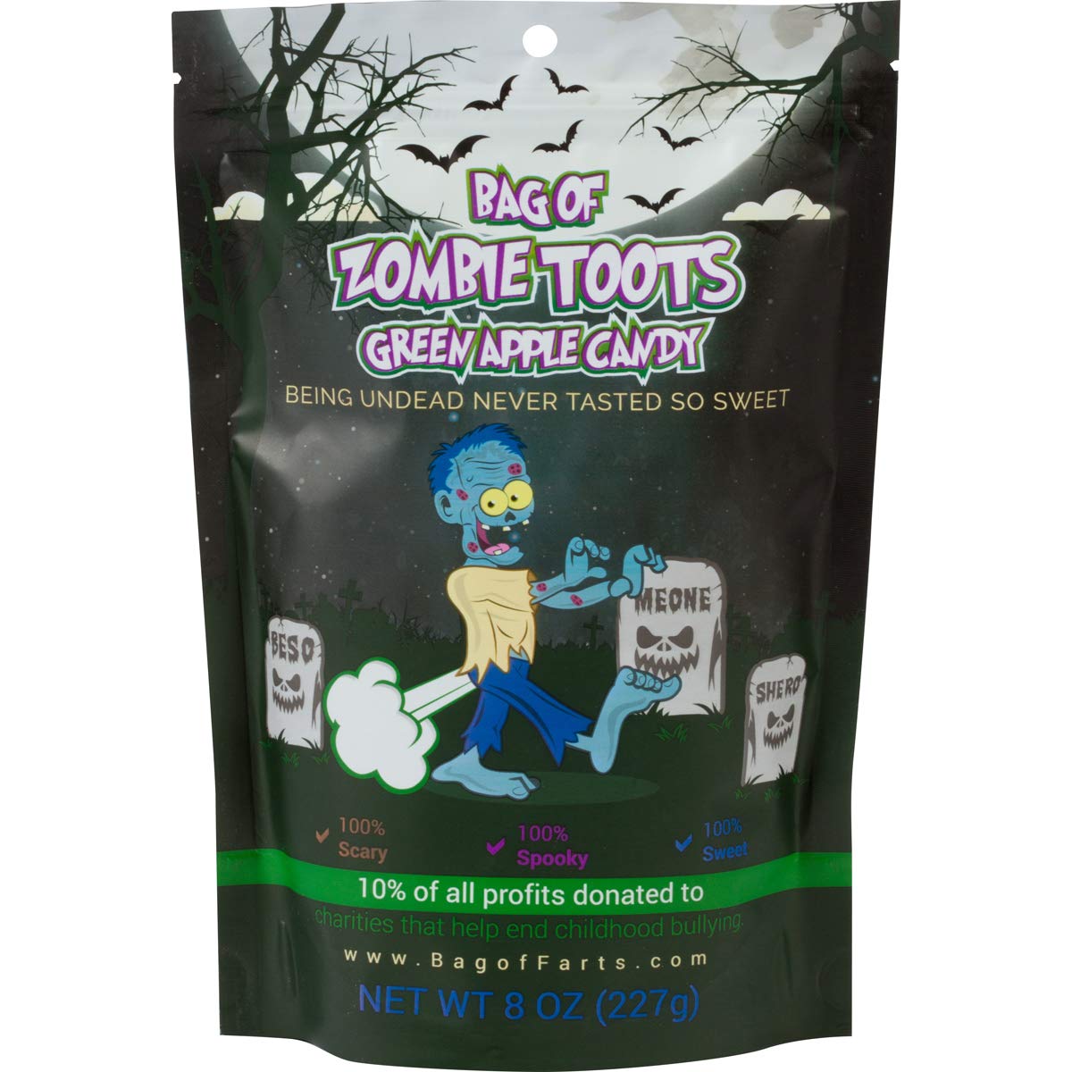 Little Stinker Zombie Candy Funny for All Ages Unique Halloween Treat for Friends, Mom, Dad, Girl, Boy Spooky Gift Stocking Stuffer White Elephant Christmas (Zombie Toots Green Apple Candy)