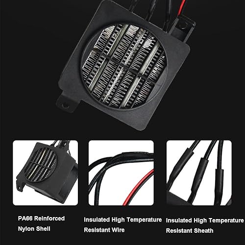 Miniatura 5 de Constant Tempeure PTC Calentador de ventilador eléctrico para coche pequeño espacio calefacción incubadora (12V 100W) para calentador humidificador