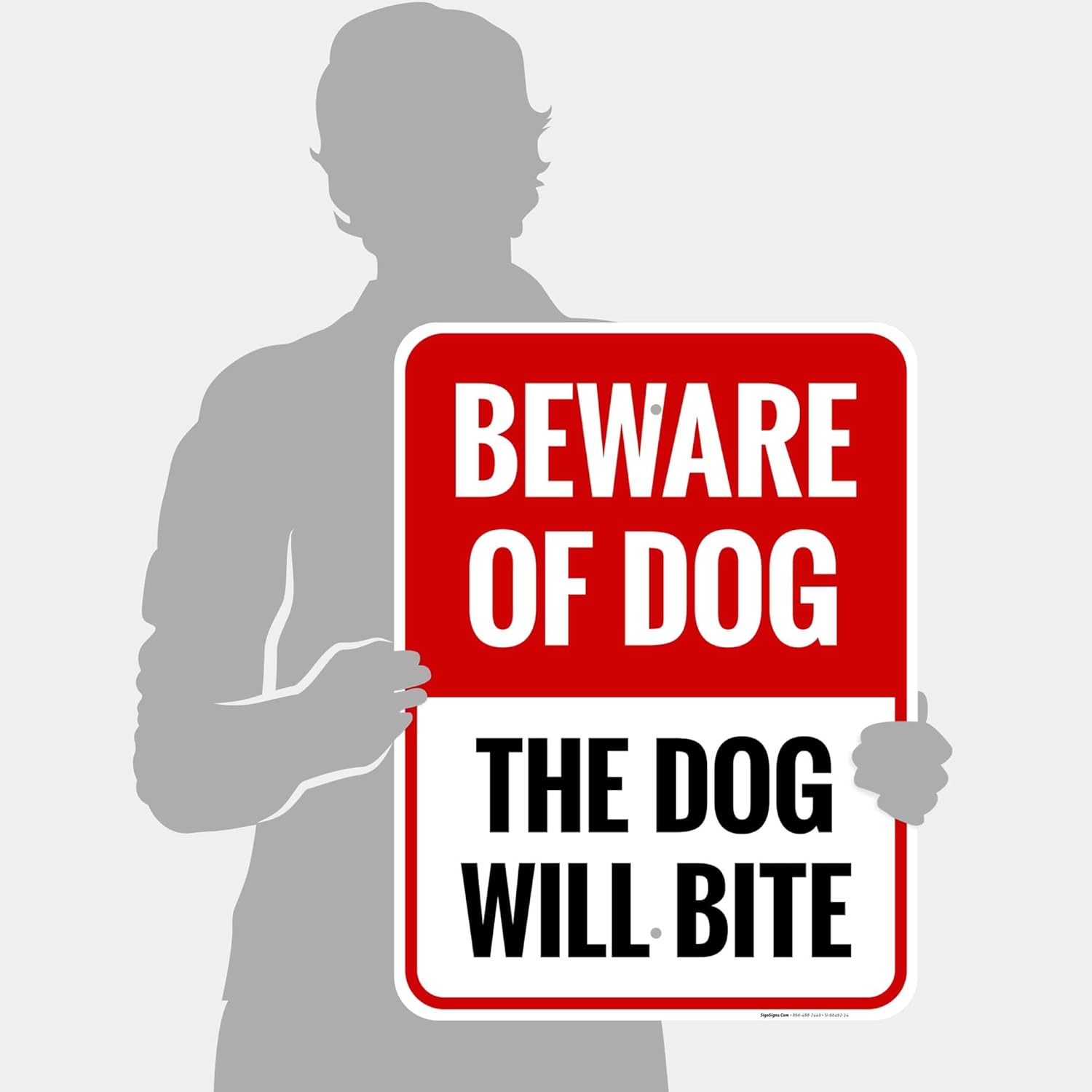 Beware of Dog The Dog Will Bite Sign, 18x24 Inches, Rust Free .063 Aluminum, Fade Resistant, Made in USA