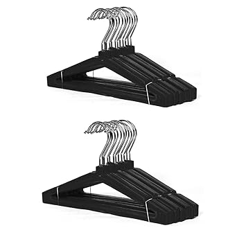 Heavy Plastic Cloth Hanger | Chrome Finish Durable Steel Hangers for Hanging Sarees, Pants, Dresses, Kurtas (Pack of 24)