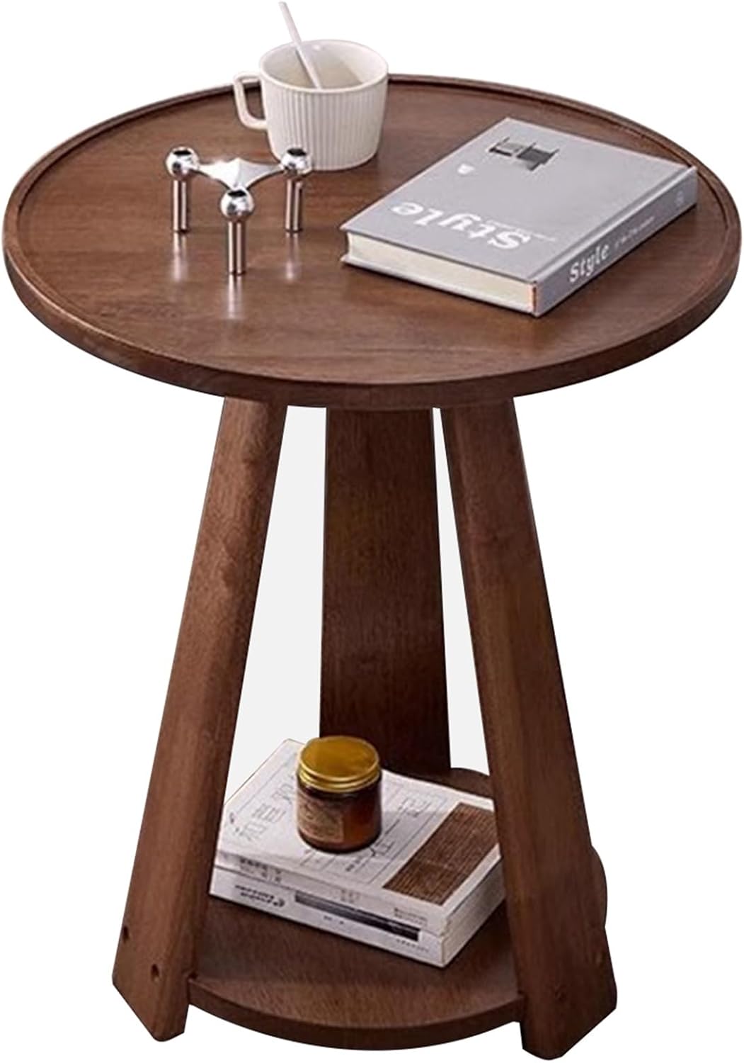WUHUQN Solid Wood End Table Round Sofa Side Table for