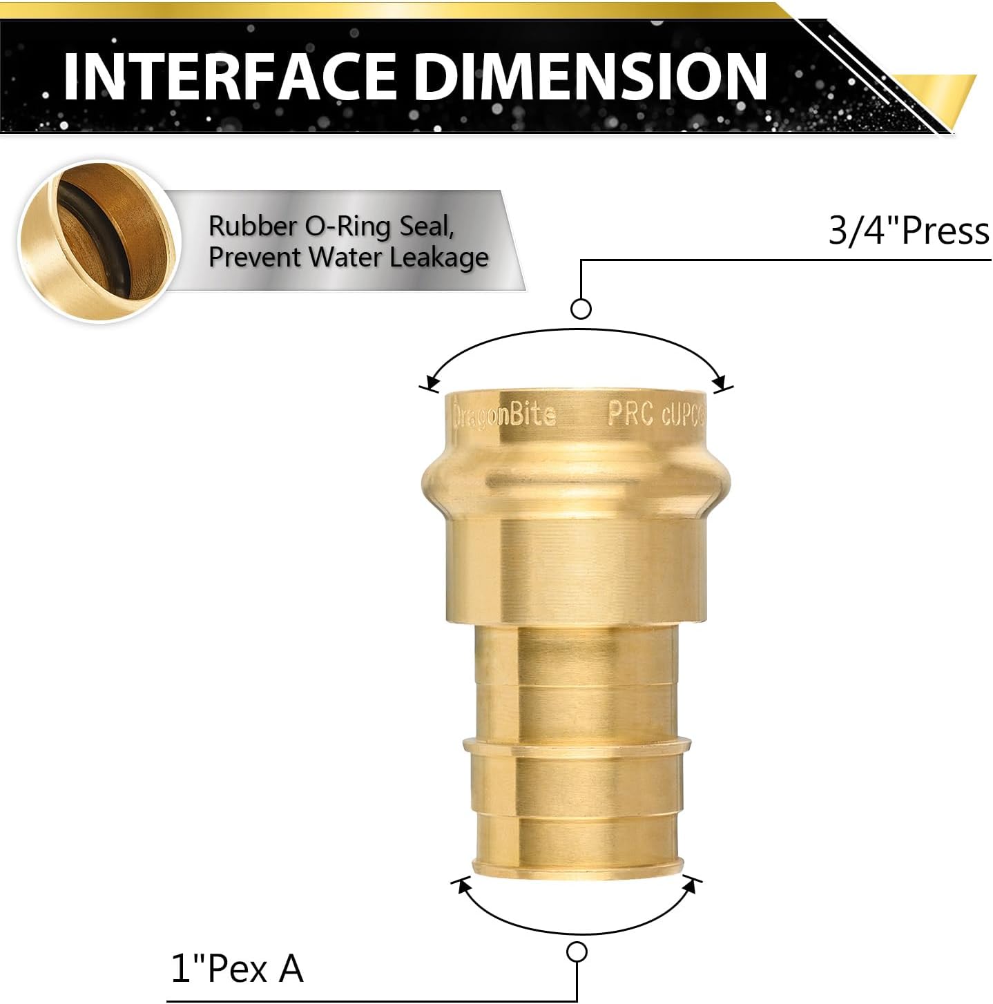 (Pack of 2) FOSKAN 3/4" Copper Press x 1" PEX A Expansion Brass Coupling Adapter,Pro Press Fittings Connect from Copper to PEX A Pipe(PRESS199)