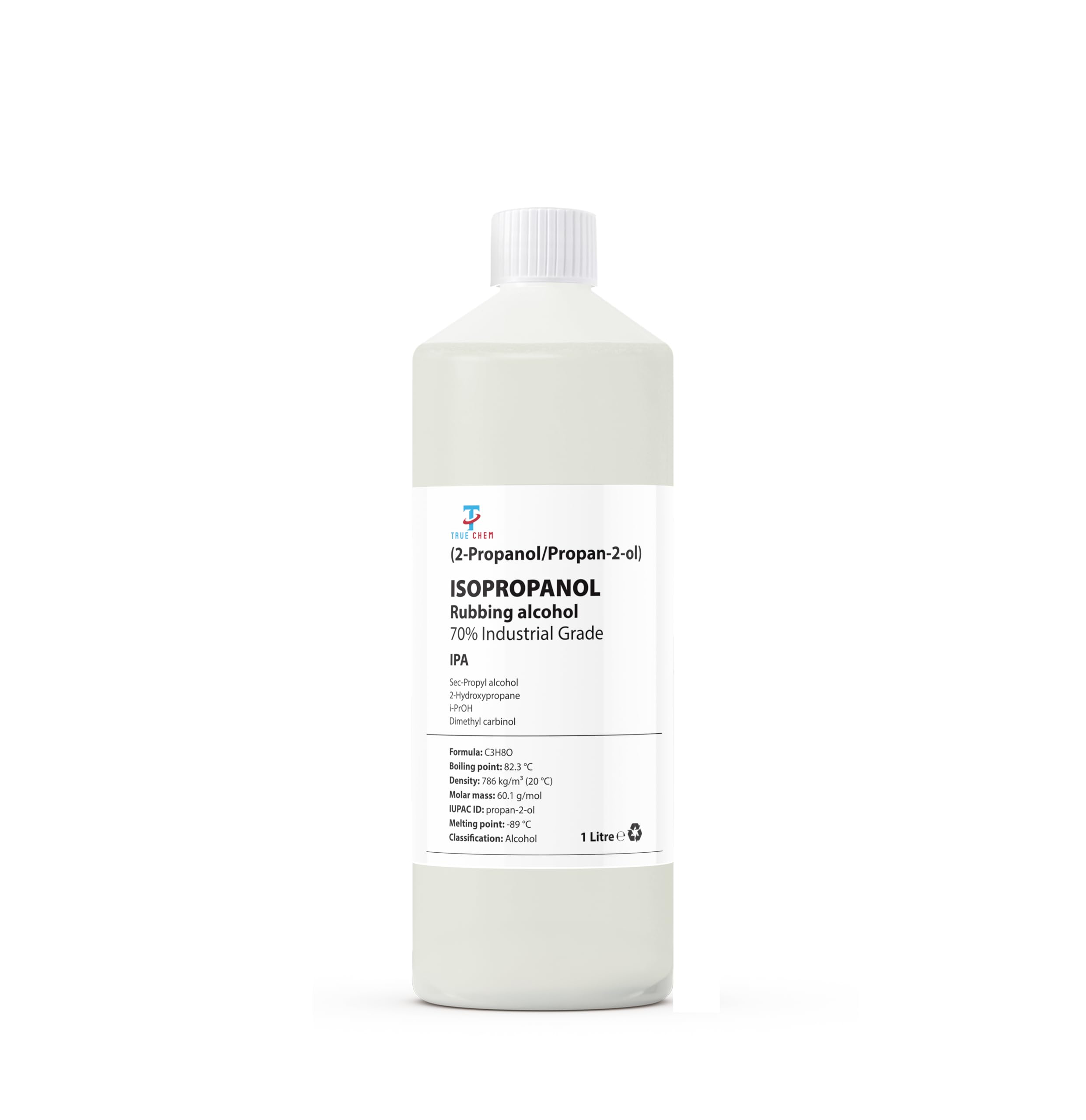 True Chem - Isopropyl Rubbing Alcohol 70% - Fast-Acting Isopropanol IPA Solution for Surface Prep, Residue Removal, Electronics & DIY - 1L