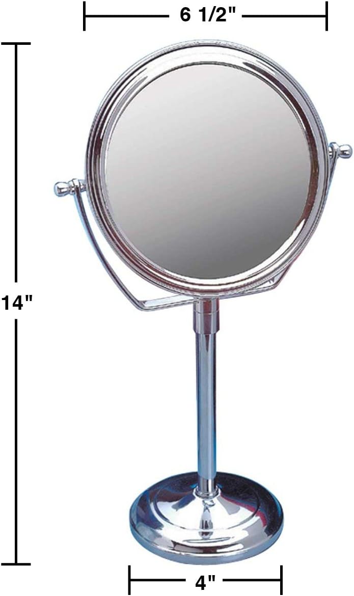 Table Makeup Mirror Chrome Brass Swivel Magnifying Two Sided Renovators Supply