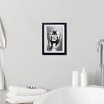 AIANHUA Black Cat Bathroom Wall Art Black and White Cat on Toilet Picture Wall Decor Funny Pop Art Gift Canvas Print Poster