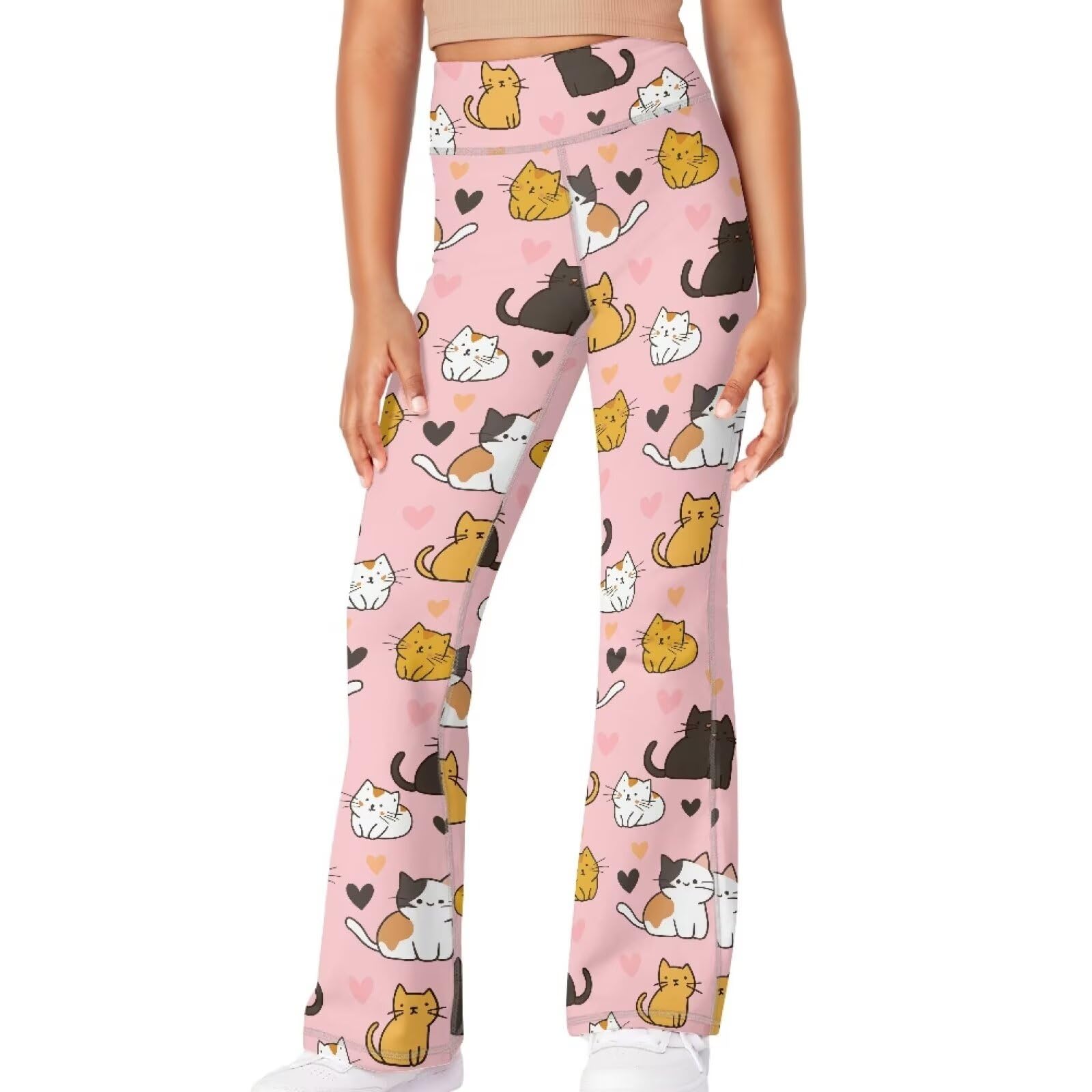 Girls Leggings Floral Print High-Waisted Flared Pants 5-14 Years