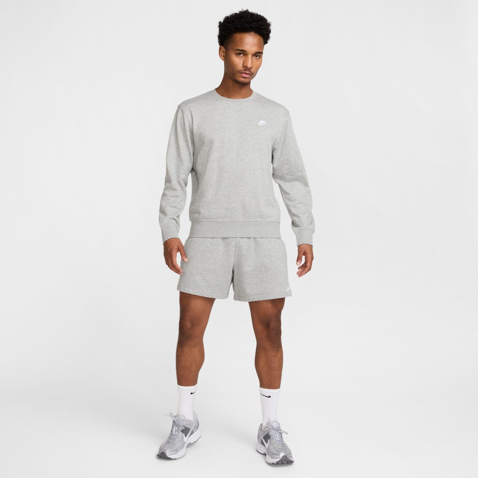 Nike Męskie Club Ft Crew Sweter Dk Grey Heather/White XXL