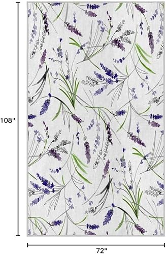 Miniatura 4 de Alfombra lavable de 6 x 9 pies, color azul, para dormitorio, sala de estar, estampado de flores, alfombra grande suave antideslizante, alfombra