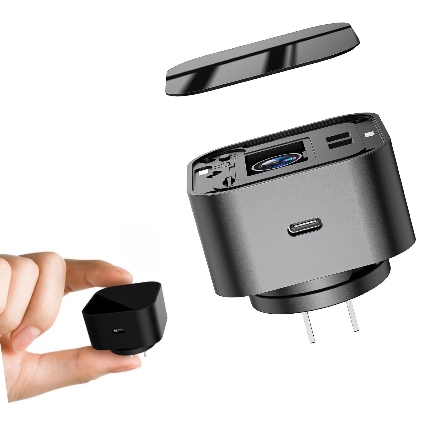 LIZVIE Phone Charger Camera - USB-C Port WiFi Smart Charger - Motion Detection 170 Wide-Angle SD Storage Spy