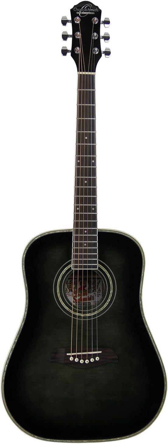 Oscar Schmidt OG1 3/4-Size Dreadnought Acoustic Guitar - Flame Trans Black