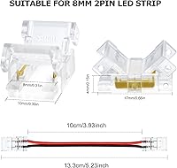 Vista 2 de Conectores de tira LED LightingWill 2 pines de 8 mm, 10 piezas de conectores LED sin soldar para tiras de luz LED de un solo color, compatibles