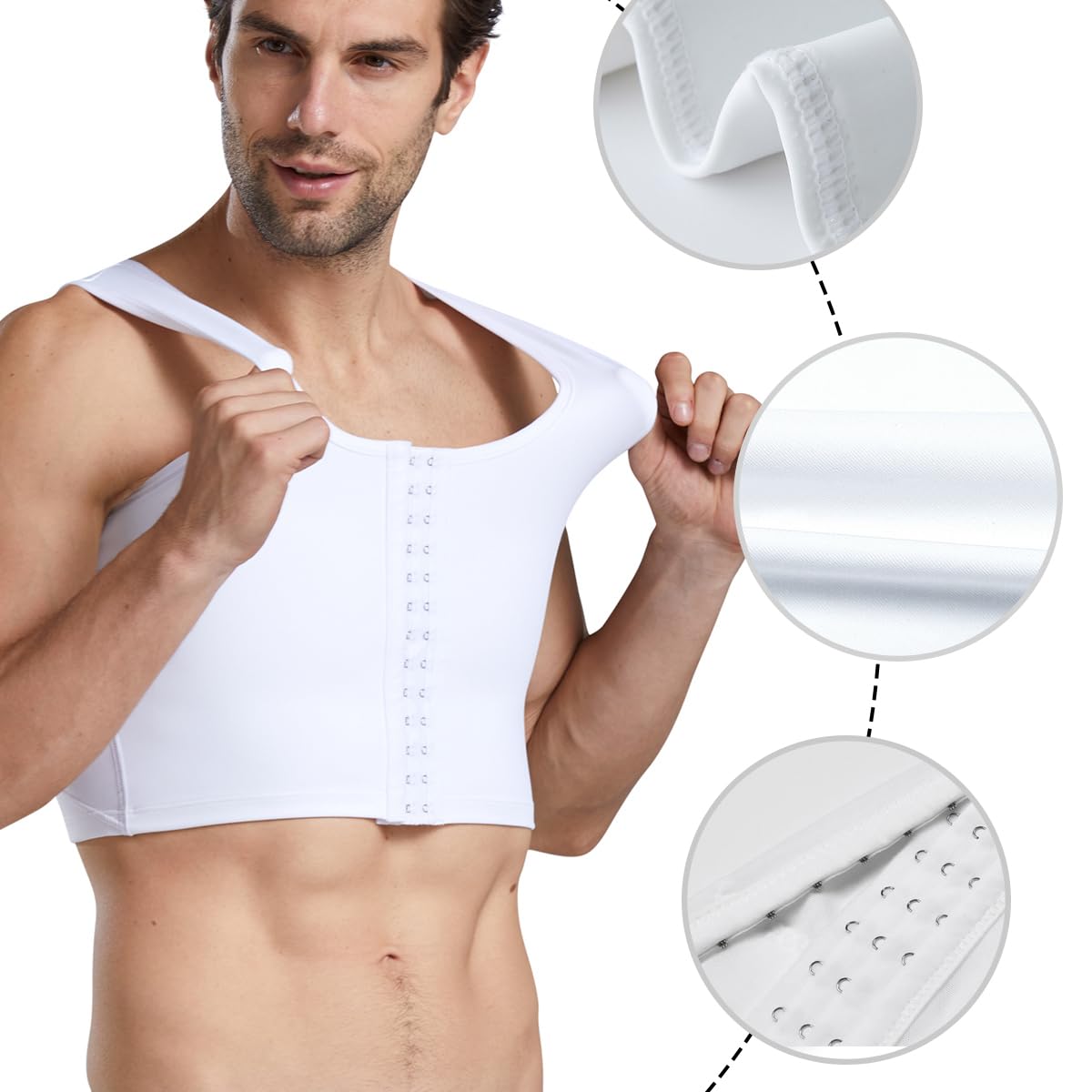 Hombres Corsé compresión Plana Chest Binder Flat Esconder ginecomastia Compresión para Adelgazar, Camiseta de Tirantes para Entrenamiento