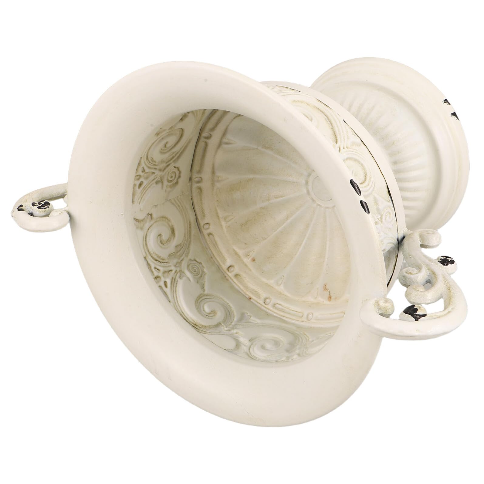 Pot de fleur beige vintage résistant aux intempéries pour terrasse