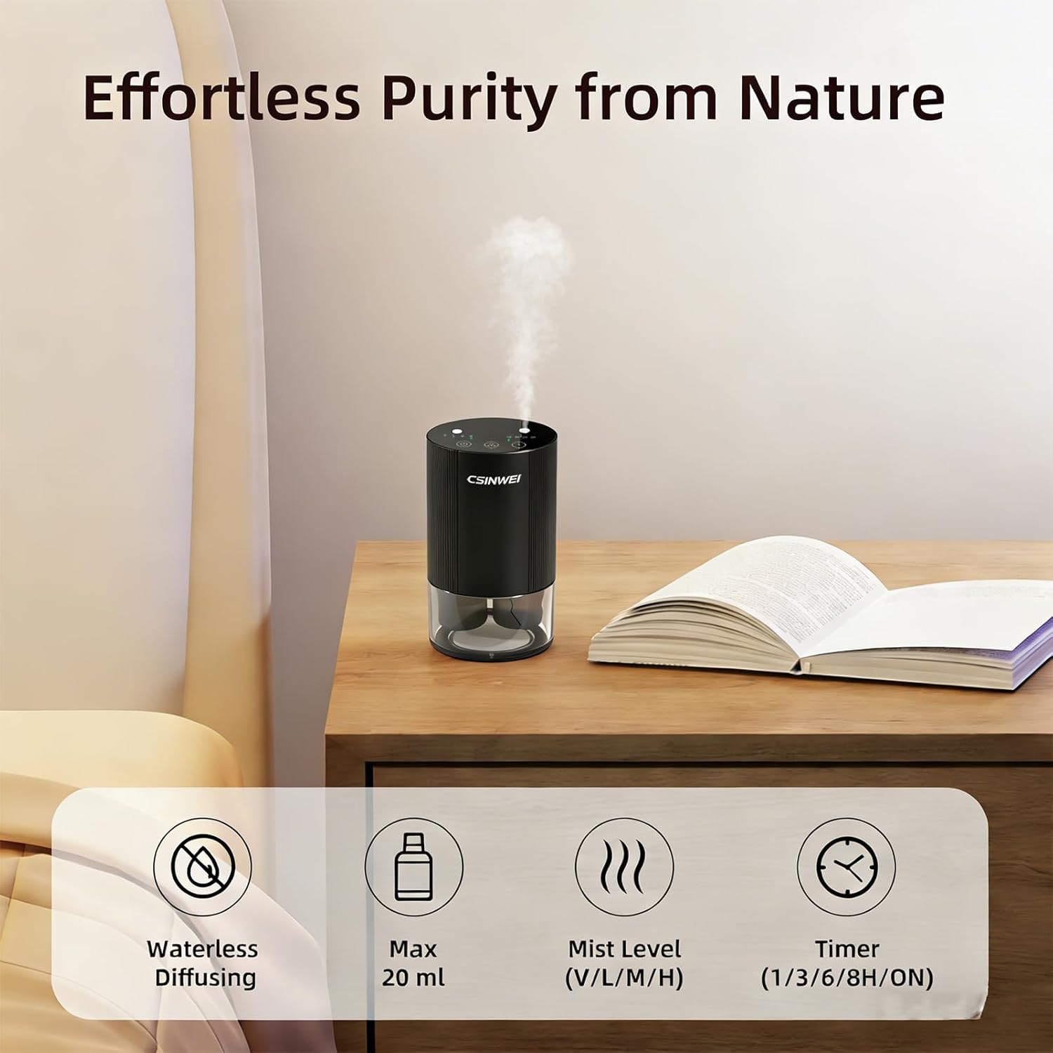 Dual Nozzle Waterless Essential Oil Diffuser for Home Large Room, Car, Office, Portable Battery Operated Aromatherapy Scent Diffusers, Mini Cordless Air Freshener, 5 Timers & 4 Mist Levels - Image 2