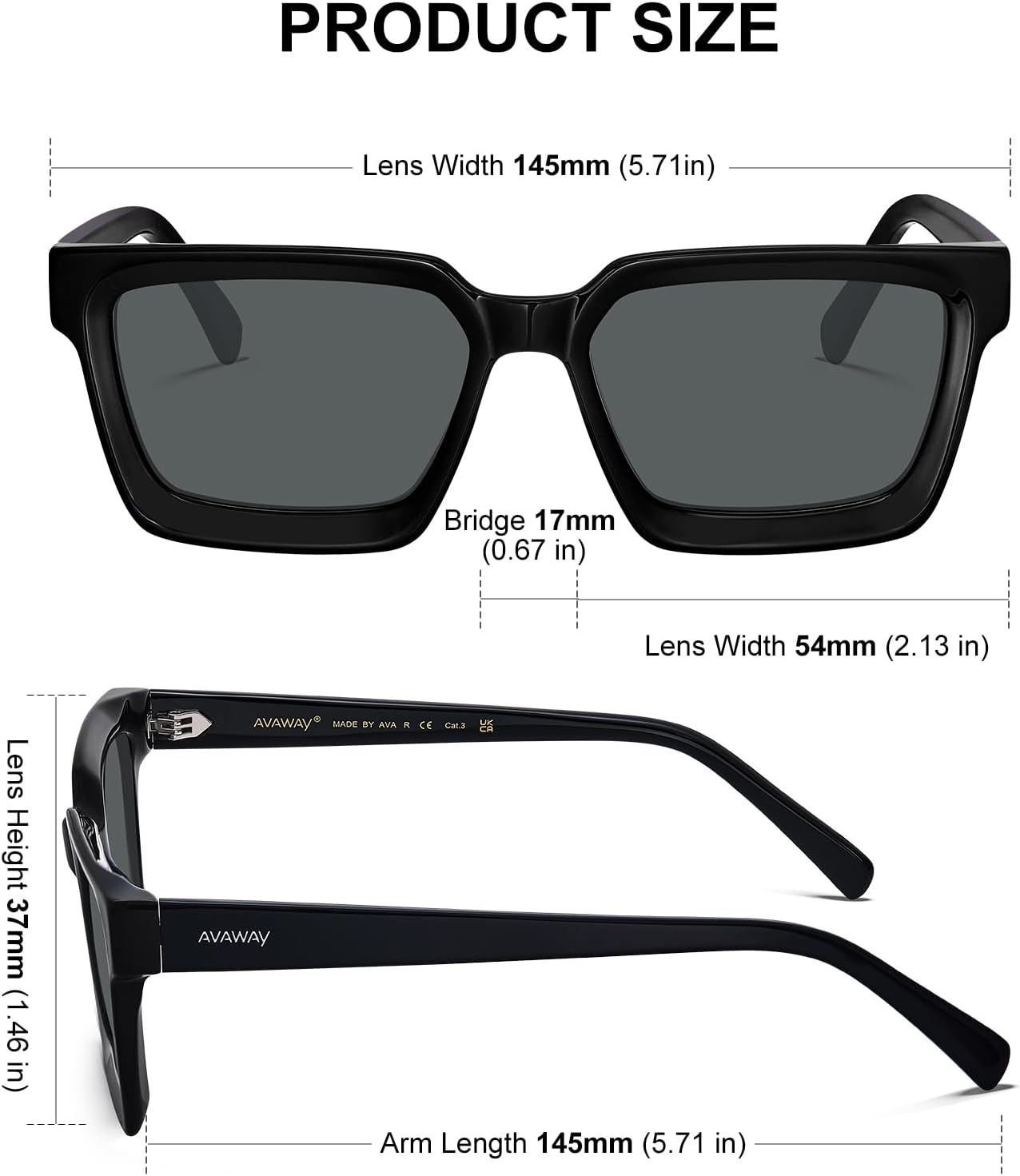 AVAWAY Trendy Polarized Sunglasses for Women UV400 Protection, Square Acetate Unisex Anti-Glare for Driving, Travel - Image 5