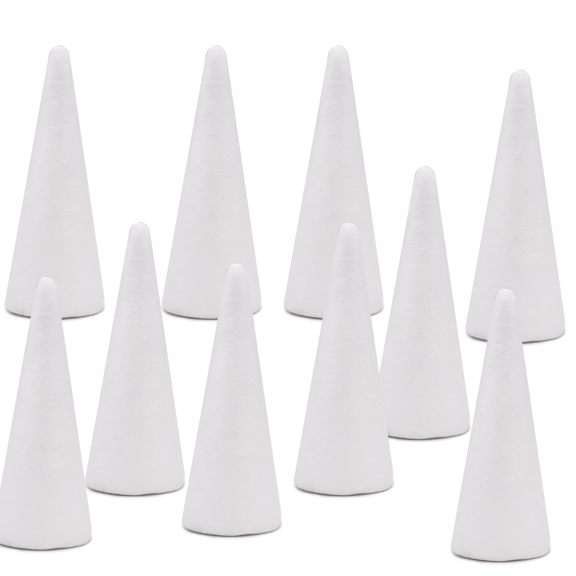 Crafare Foam Cones for Crafts Polystyrene Cone 2.3x6 Inch for Christmas Tree Project Wedding Holiday Centerpiece Arts Crafts Supplies and Floral Arrangement 10 Pack