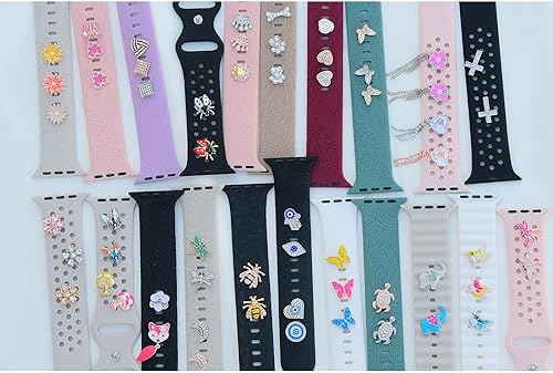 Miniatura 9 de Lindos dijes decorativos de cristal de metal brillante compatibles con Apple Watch Band de 45444241401.496in, correas de silicona para iWatch Series