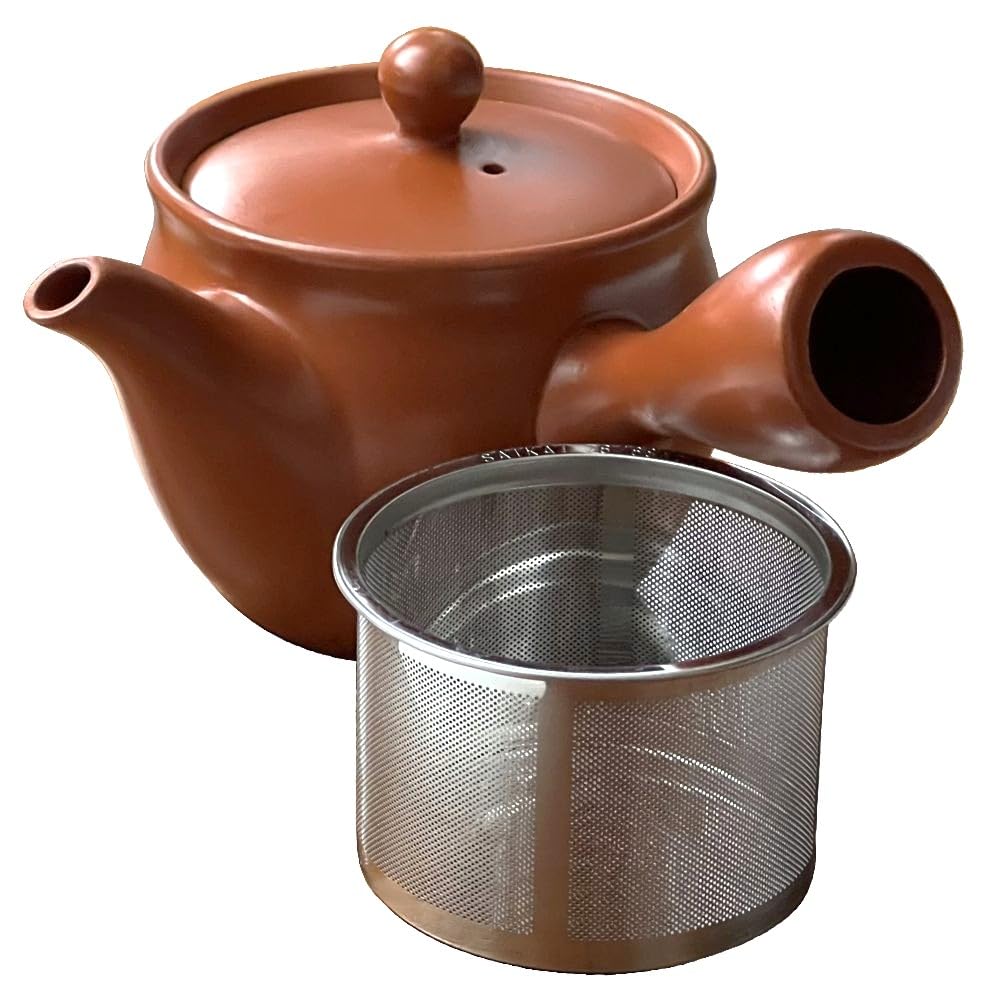 Tokoname Yaki Kyusu Teapot Red Clay 12.8oz Stainless Strainer Made in Japan