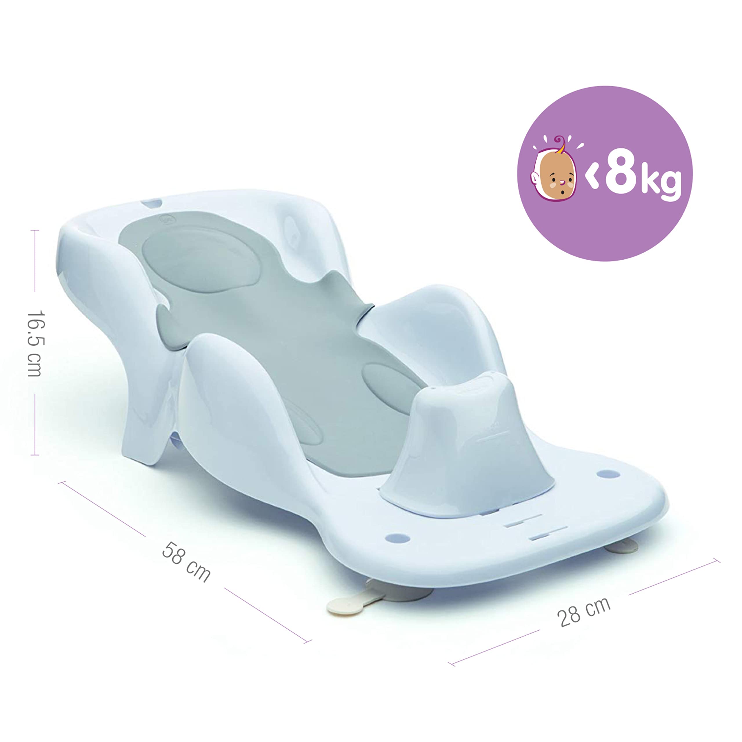 Tigex Transat de Bain bébé Évolutif Collexion 0-6 Mois 28 x 58 x 16,5 cm Gris Perle