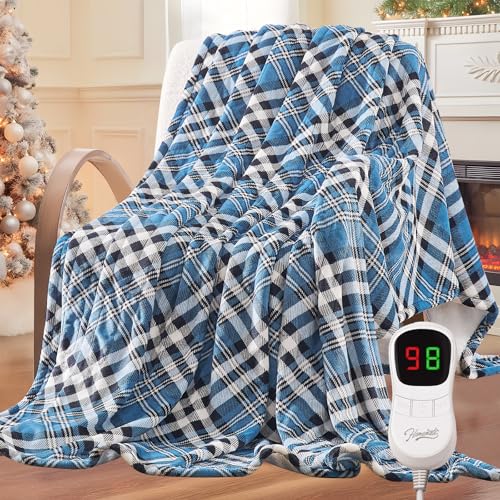 Image of Homemate Electric Blanket Heated Throw - 50 inchx60 inch Ultra Soft Cozy Flannel Heating Blanket with 10 Fast Heat Levels 8 Hours Auto Off Over-Heated Protection ETL Certification Keep Warm in Home Office