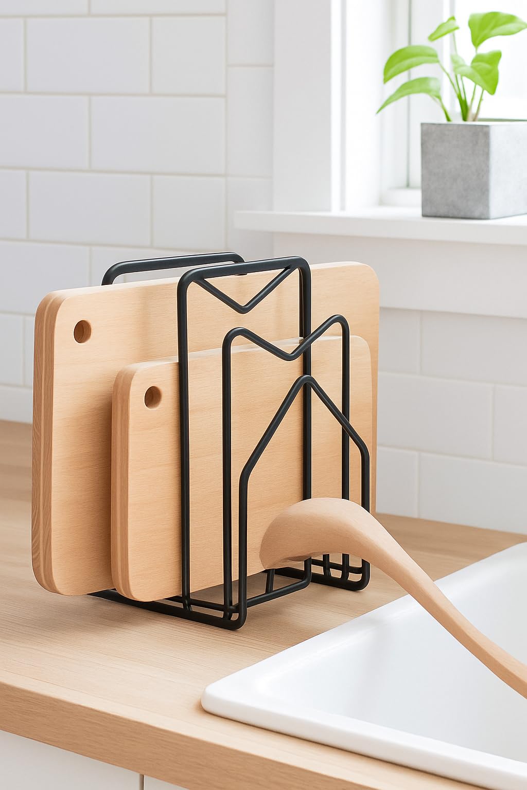 Plate Stand Dish Rack | Chopping Board Pan Pot Lid Holder | Kitchen Cabinet Rack Multifunctional Space Saving Organizer – Black Corner Shelf (L-6 x W-9 x H-9.25 Inches