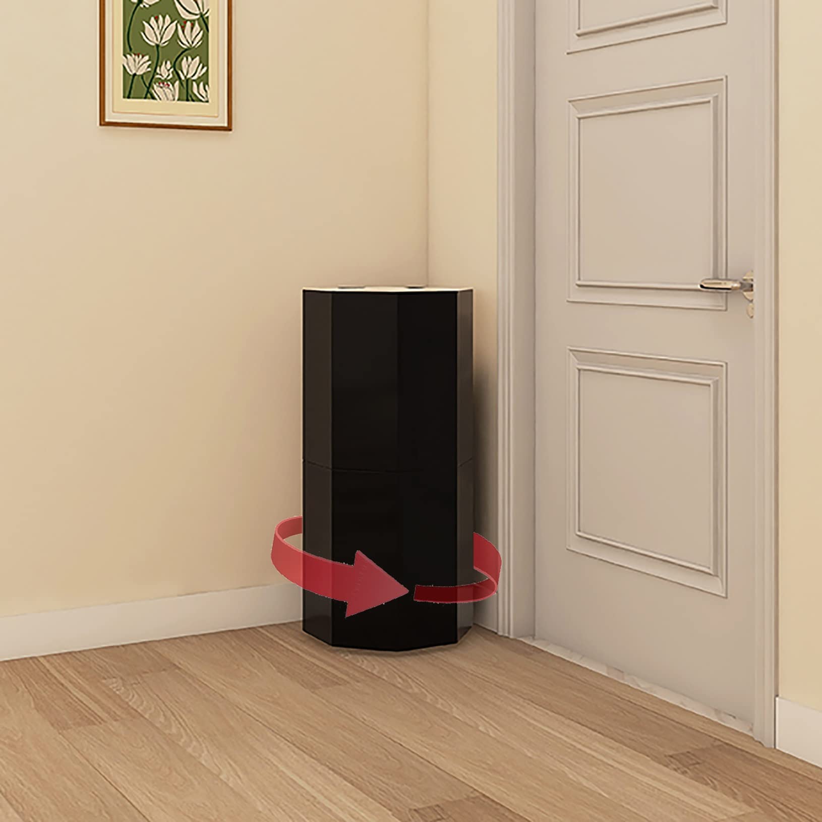 Étagère à chaussures rotative meuble de rangement fermé noir pour entrée