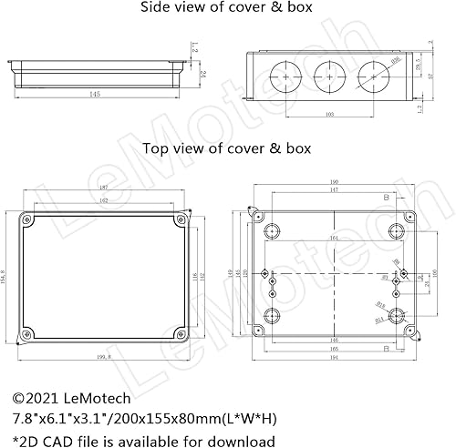 Miniatura 6 de LeMotech - Caja de derivación universal de plástico ABS resistente al polvo, resistente al agua, IP65, color blanco