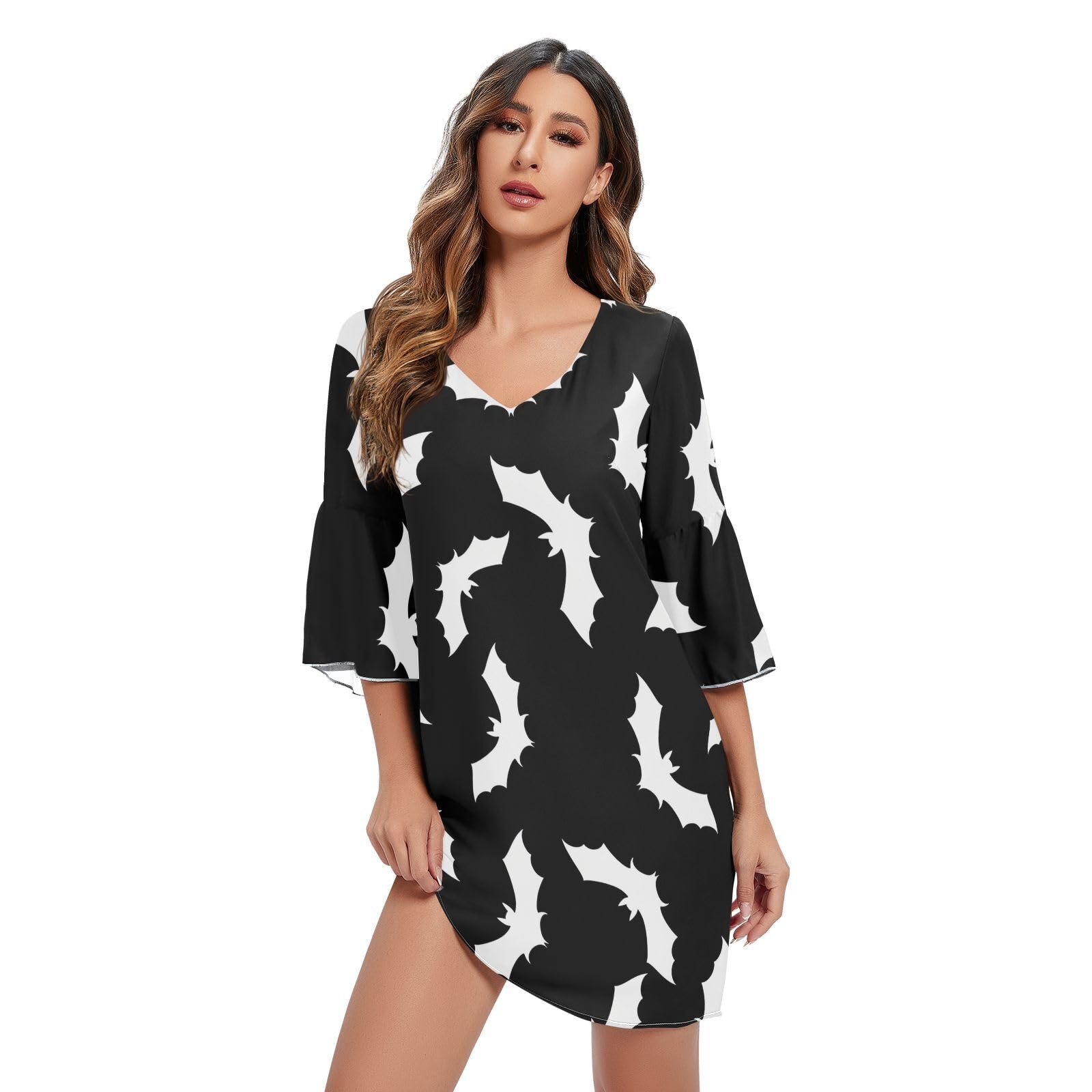 Robe d'été fluide blanche manches 3/4 pour silhouette sublimée - 7