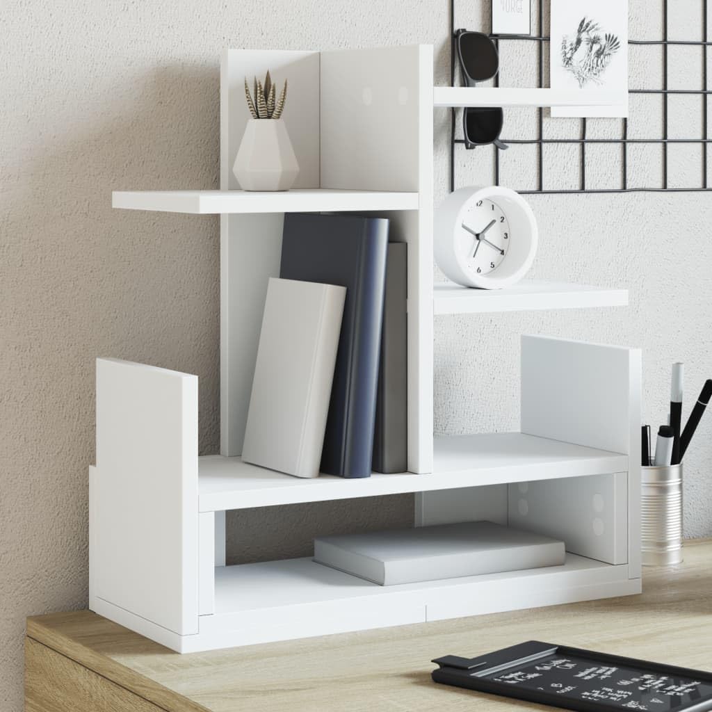Organizer da scrivania bianco in legno 49 x 20 x 52,5 cm, organizer per raccoglitori, cucitrici, cartelle, registri, documenti, ufficio postazione di lavoro, portata 20 kg