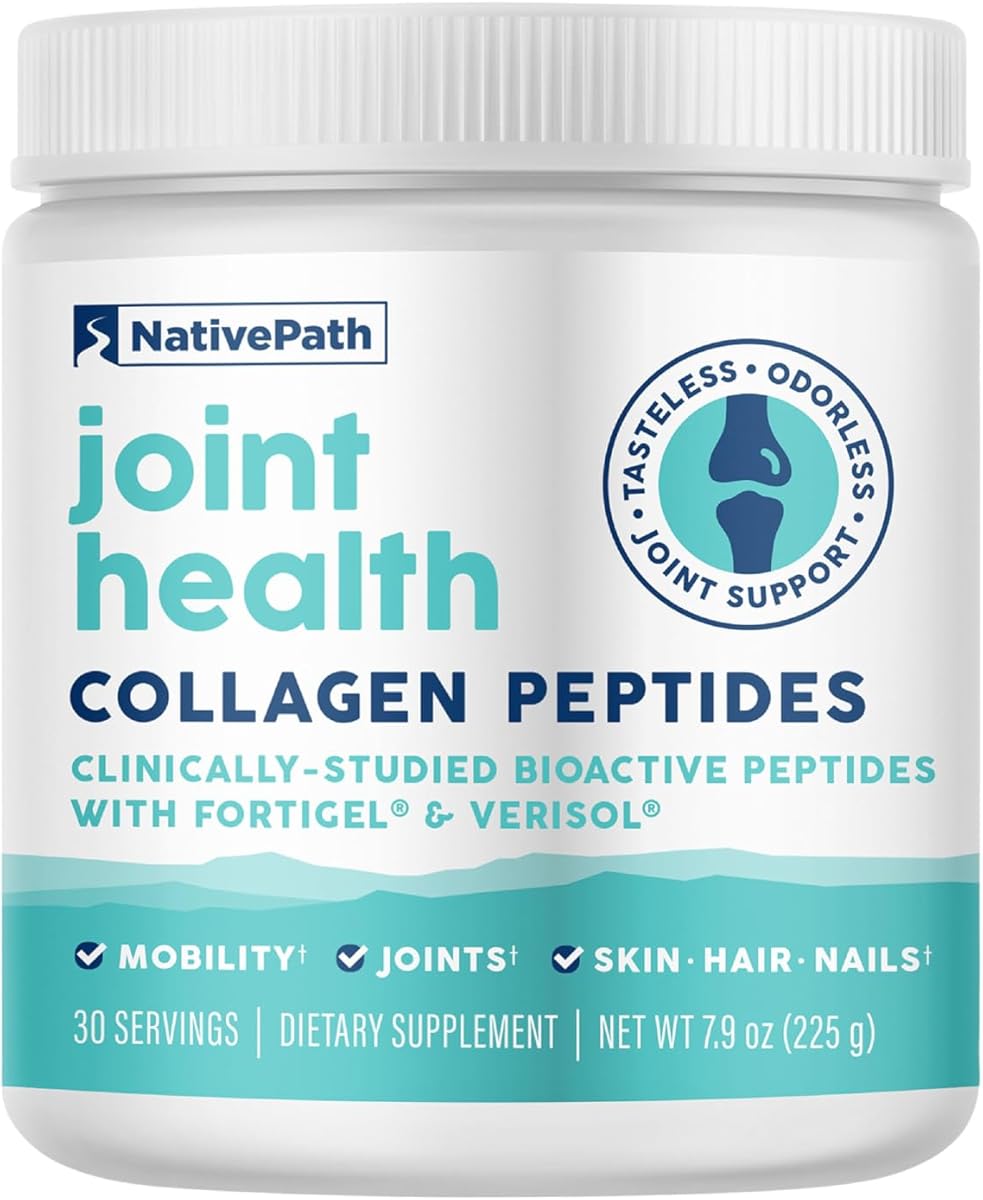 NativePath NativePath Joint Health Advanced Formula, Type 1 & 3 Peptides with Fortigel & Verisol, Grass-Fed Unflavored Collagen for Women & Men, 30 Servings