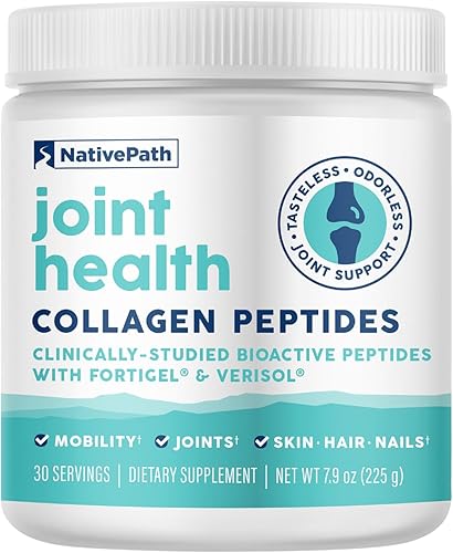 NativePath Joint Health Advanced Formula, péptidos tipo 1 y 3 con fortigel y verisol, colágeno sin sabor alimentado con pasto para mujeres y
