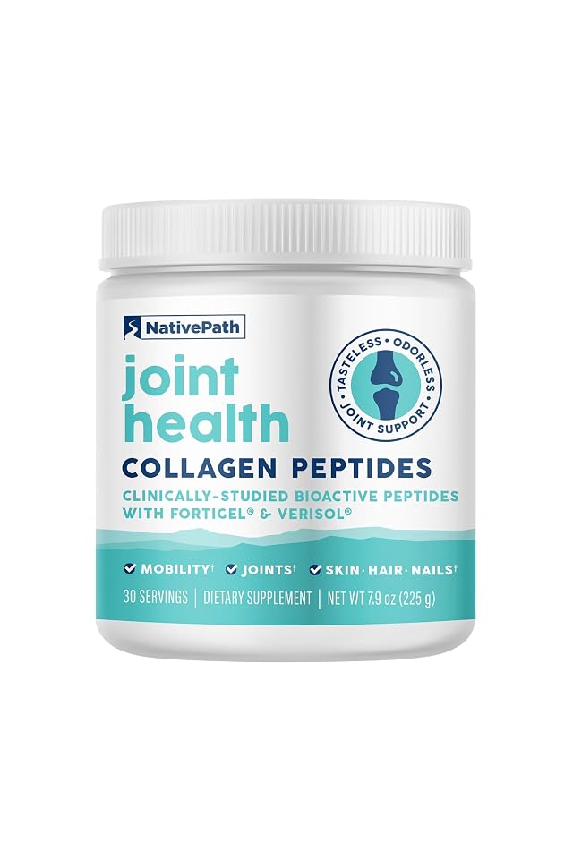 NativePath Joint Health Advanced Formula Type 1 3 Peptides with Fortigel Verisol Grass-Fed Unflavored Collagen for Women Men