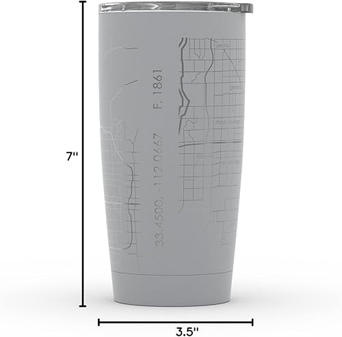 Vista 302 de Well Told Vaso de café aislado con diseño de mapa de Nueva York grabado, taza de acero inoxidable grabada (20 onzas, negro) con aislamiento de mapa