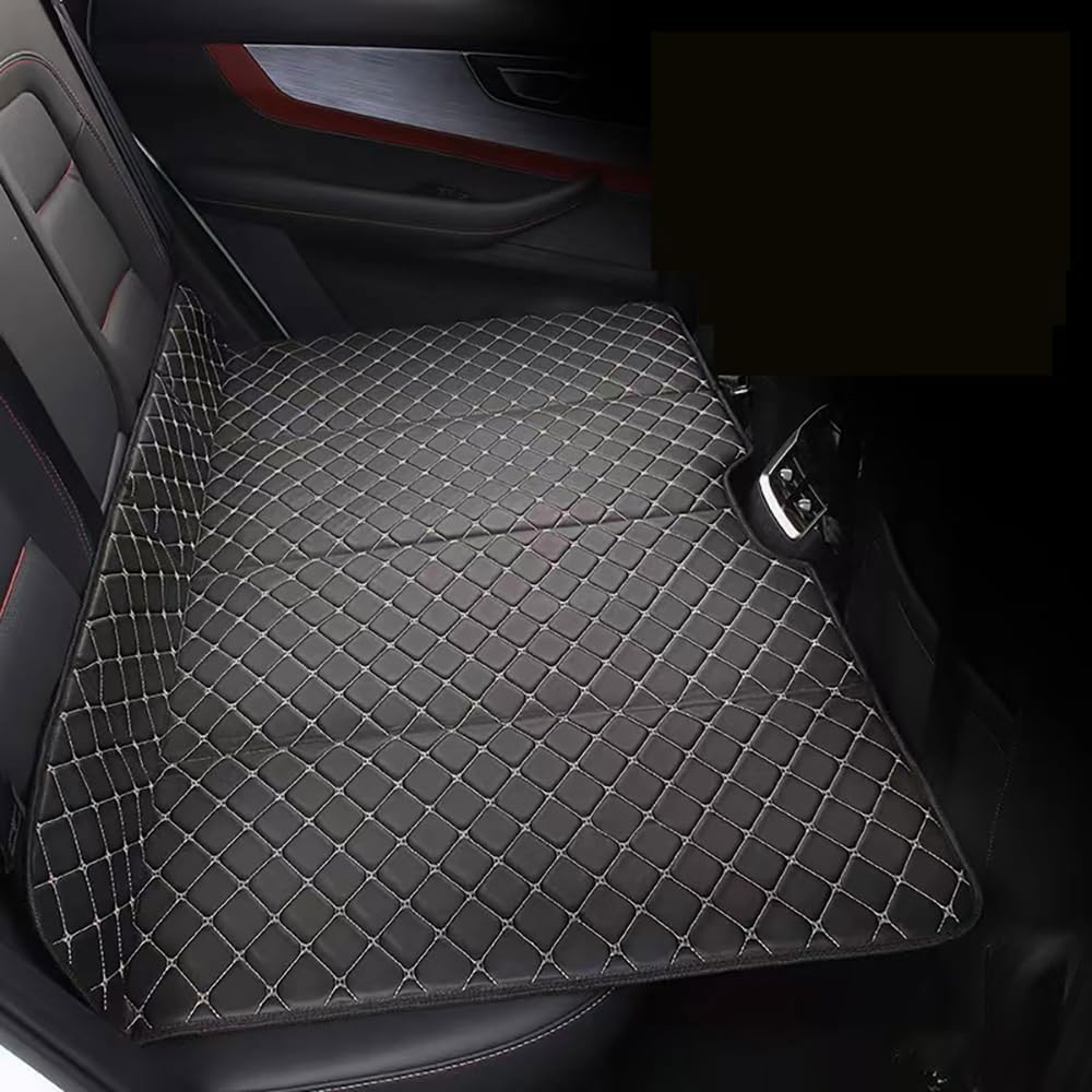 Colchón No Inflable Coche para VW Golf 6 Mk6 2008-2024, Cama de Viaje Plegable Colchon Extensor Asiento Trasero Portátil Camping Accesorios,A/Black-Gold Wire
