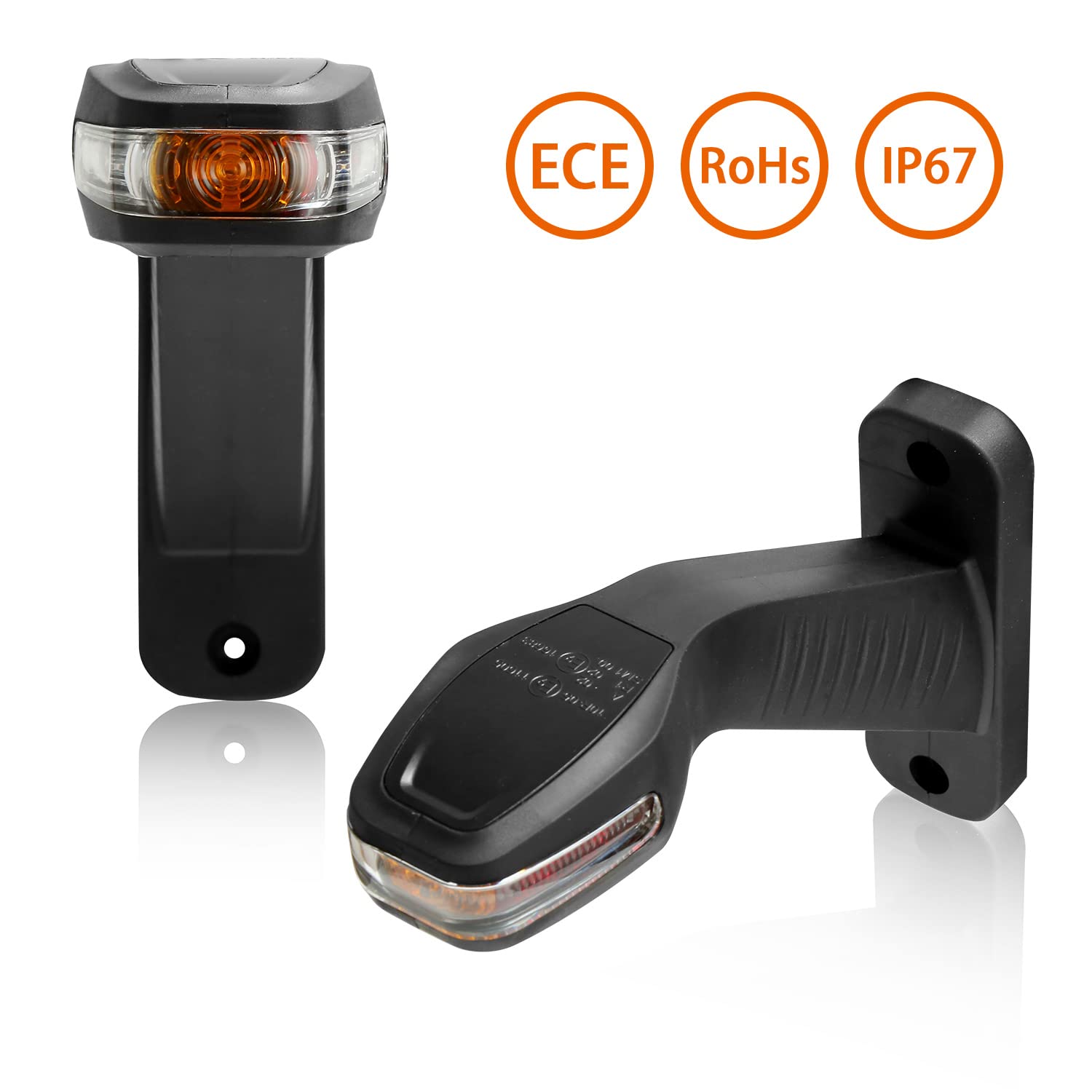LED Caoutchouc Feu de Gabarit Latéral 12V 24V Etanche Feux de Signalisation Latéraux à LED Feu d’Encombrement Lateral Feux de Position pour Remorque Camion Caravane E-Mark R10