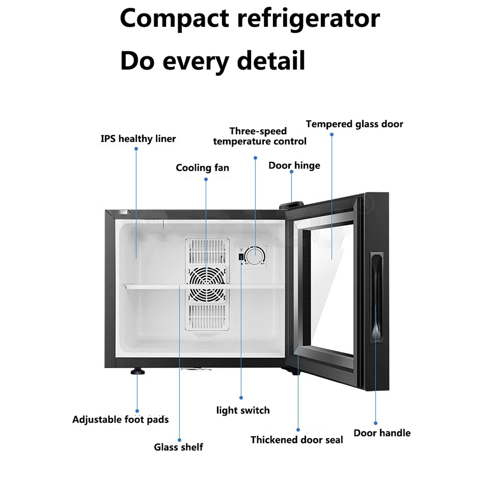 Amazon | ミニ冷蔵庫ガラスドアソーダビールワインステンレス鋼低